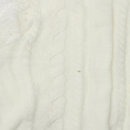 Preworn Womens White Argyle/Diamond Acrylic Pullover Sweatshirt Size XL  Pullover - mesh floral sleeves