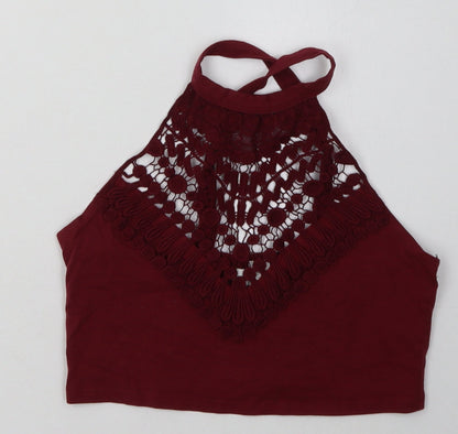 FOREVER 21 Womens Red  Cotton Cropped Tank Size M Crew Neck