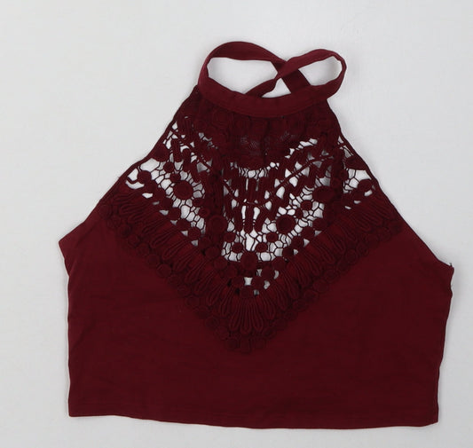 FOREVER 21 Womens Red  Cotton Cropped Tank Size M Crew Neck