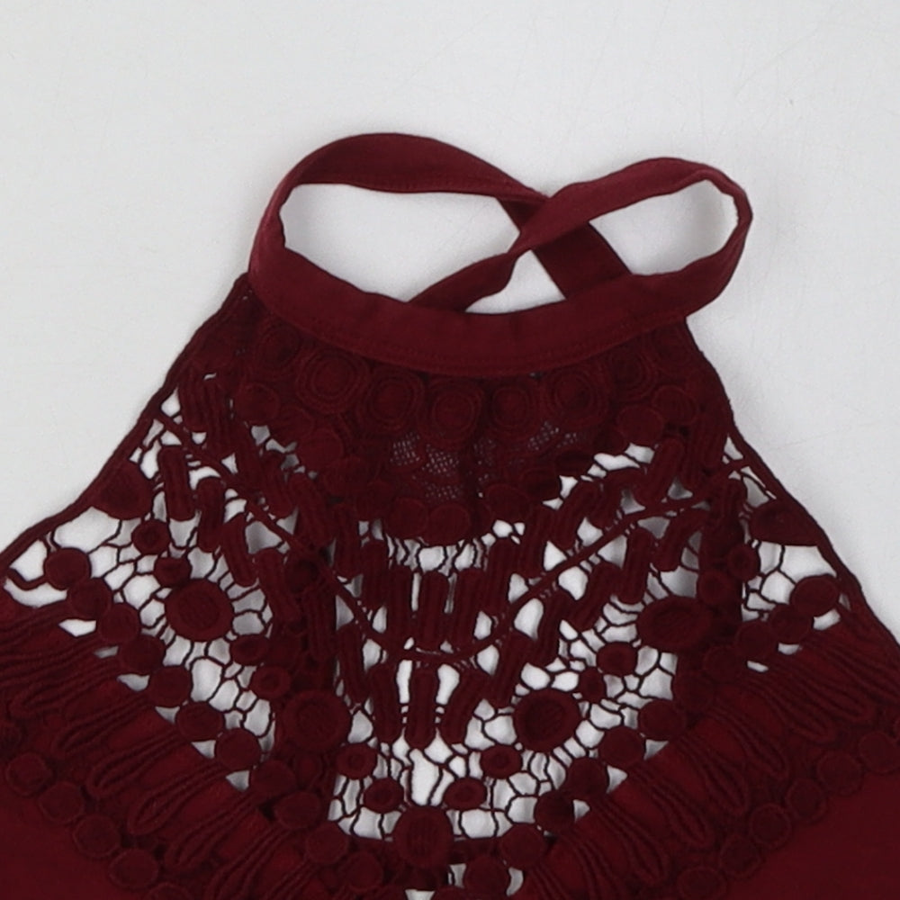 FOREVER 21 Womens Red  Cotton Cropped Tank Size M Crew Neck