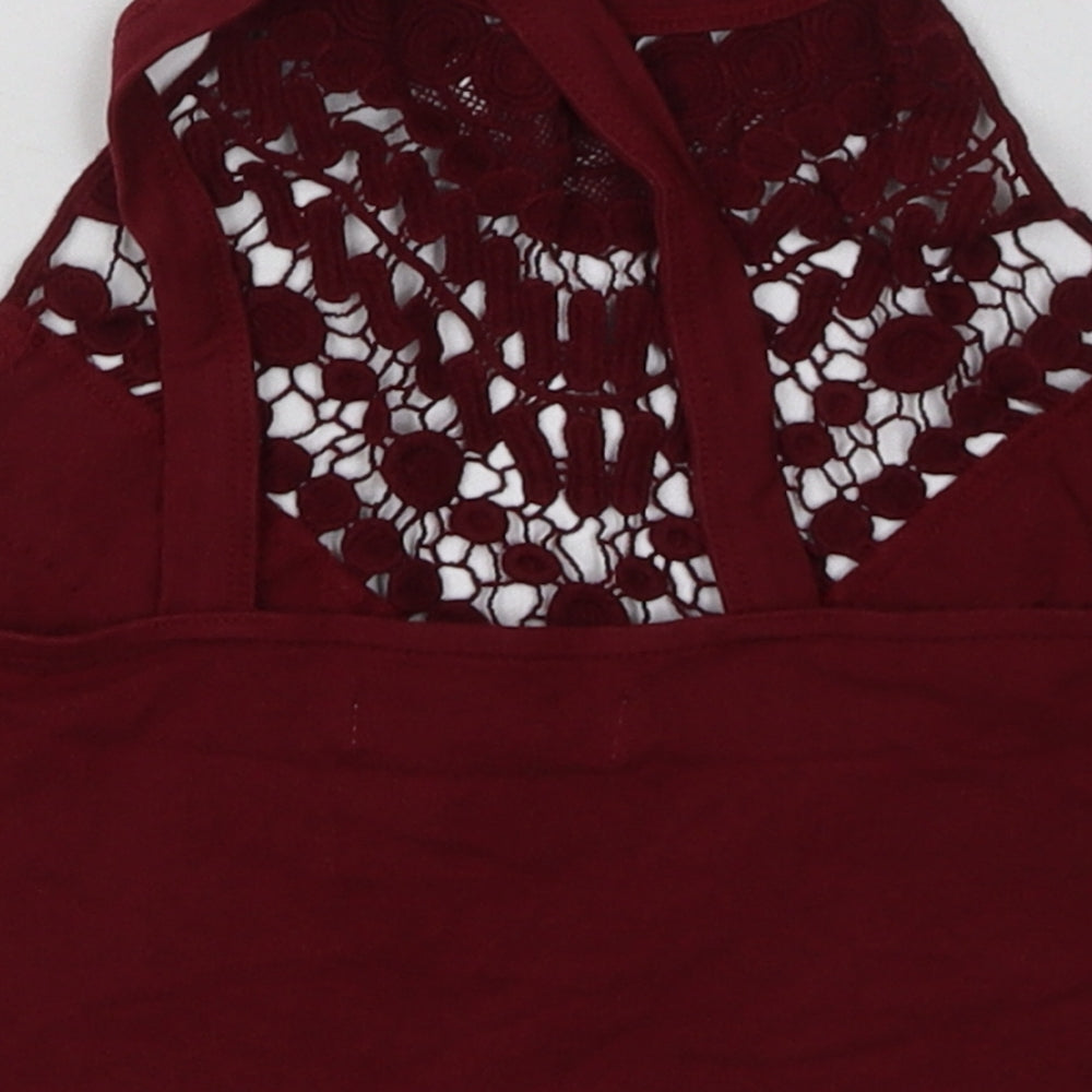 FOREVER 21 Womens Red  Cotton Cropped Tank Size M Crew Neck