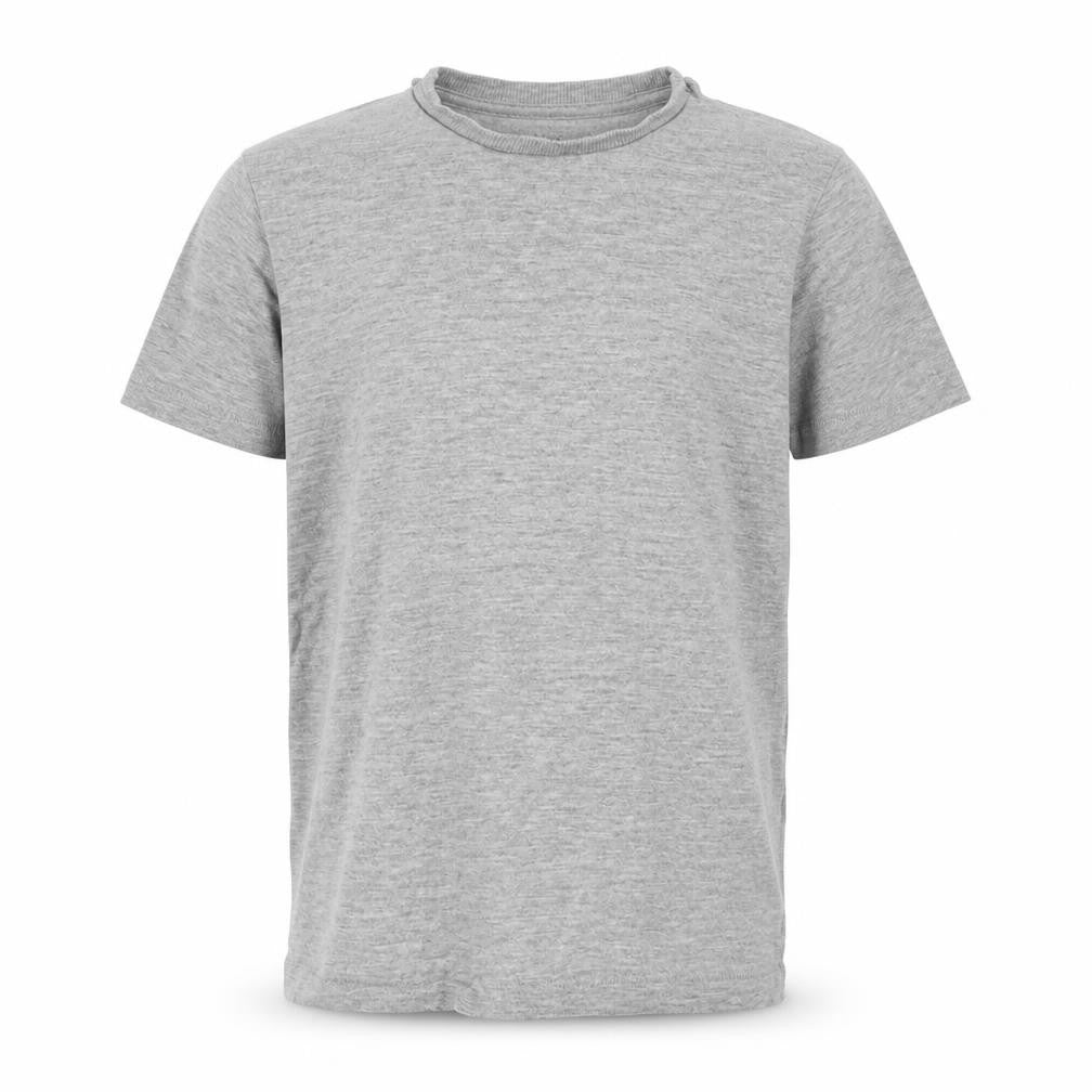 Front view of Marks & Spencer boys’ grey cotton basic t-shirt, size 5-6, years crew neck pullover