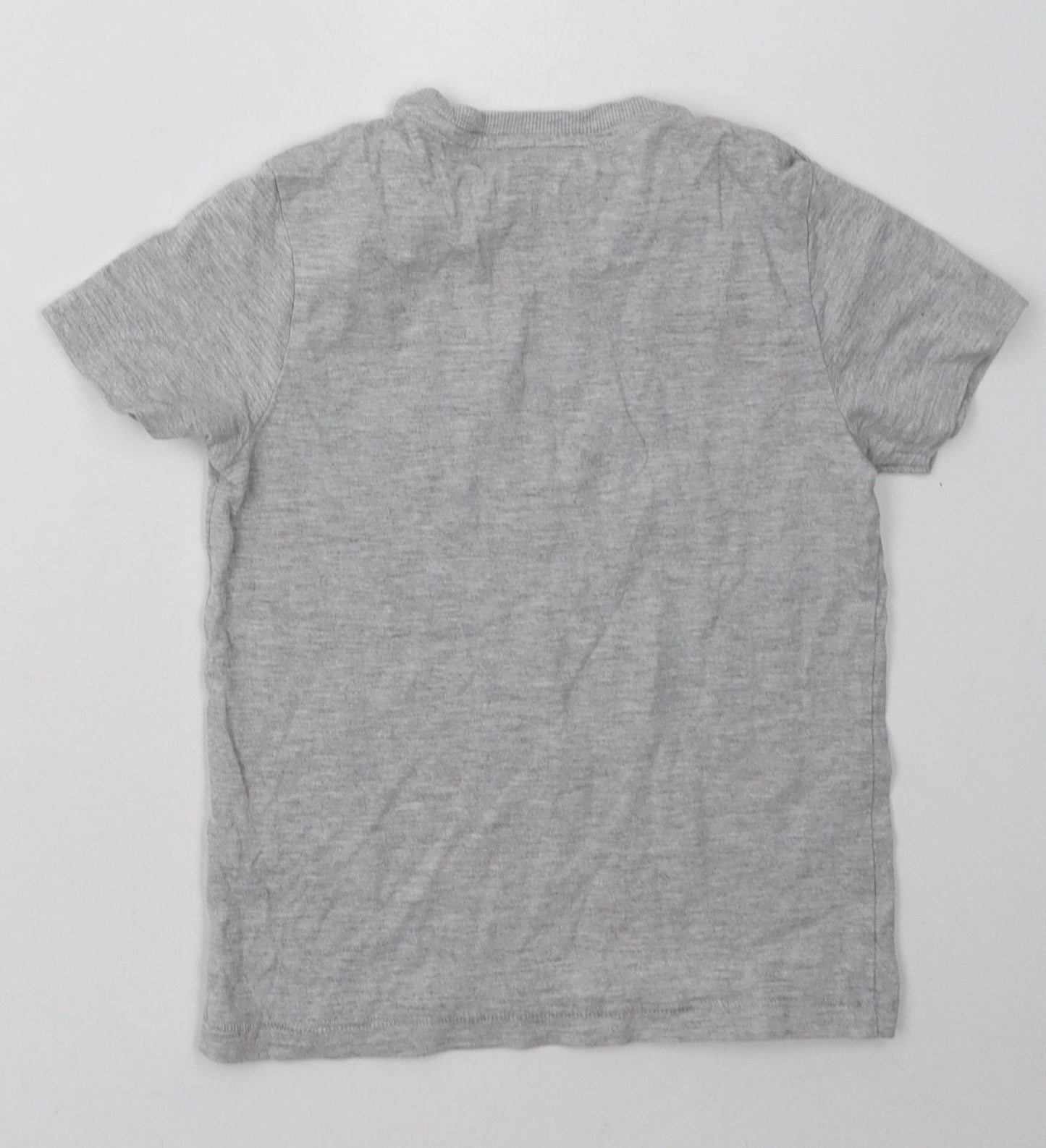 Marks and Spencer Boys Grey  Cotton Basic T-Shirt Size 5-6 Years Crew Neck Pullover
