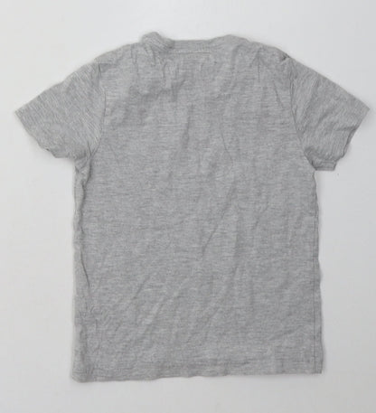 Marks and Spencer Boys Grey  Cotton Basic T-Shirt Size 5-6 Years Crew Neck Pullover