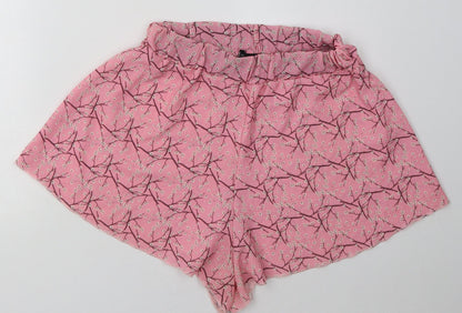 PRETTYLITTLETHING Womens Pink Geometric Polyester Cargo Shorts Size 10 L5 in Regular