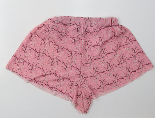 PRETTYLITTLETHING Womens Pink Geometric Polyester Cargo Shorts Size 10 L5 in Regular