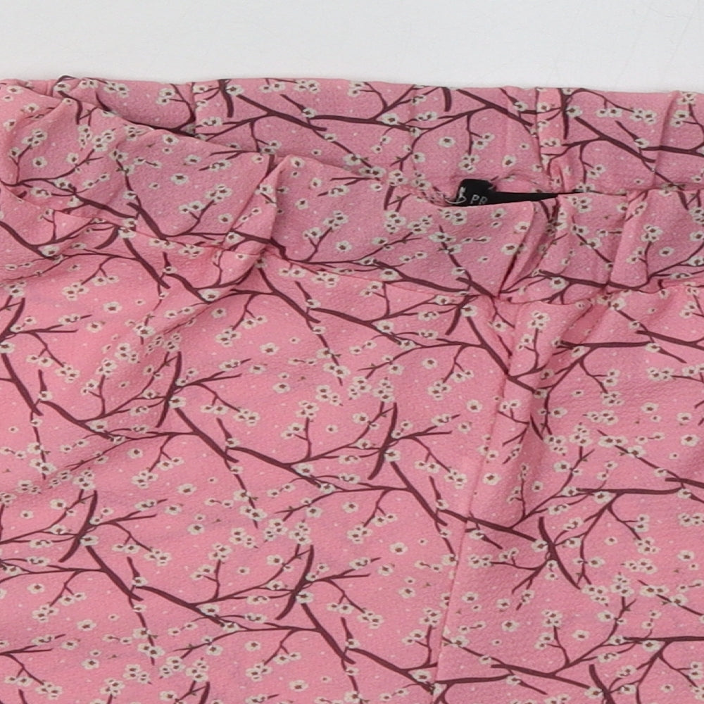 PRETTYLITTLETHING Womens Pink Geometric Polyester Cargo Shorts Size 10 L5 in Regular