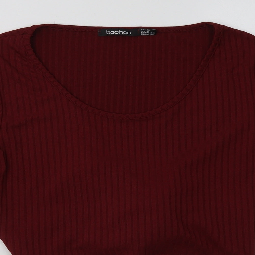 Boohoo Womens Red  Polyester Pullover Sweatshirt Size 10  Pullover - Cropped