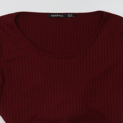 Boohoo Womens Red  Polyester Pullover Sweatshirt Size 10  Pullover - Cropped