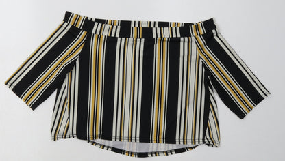 pink vanila Womens Yellow Striped Polyester Cropped Tank Size 10 Off the Shoulder
