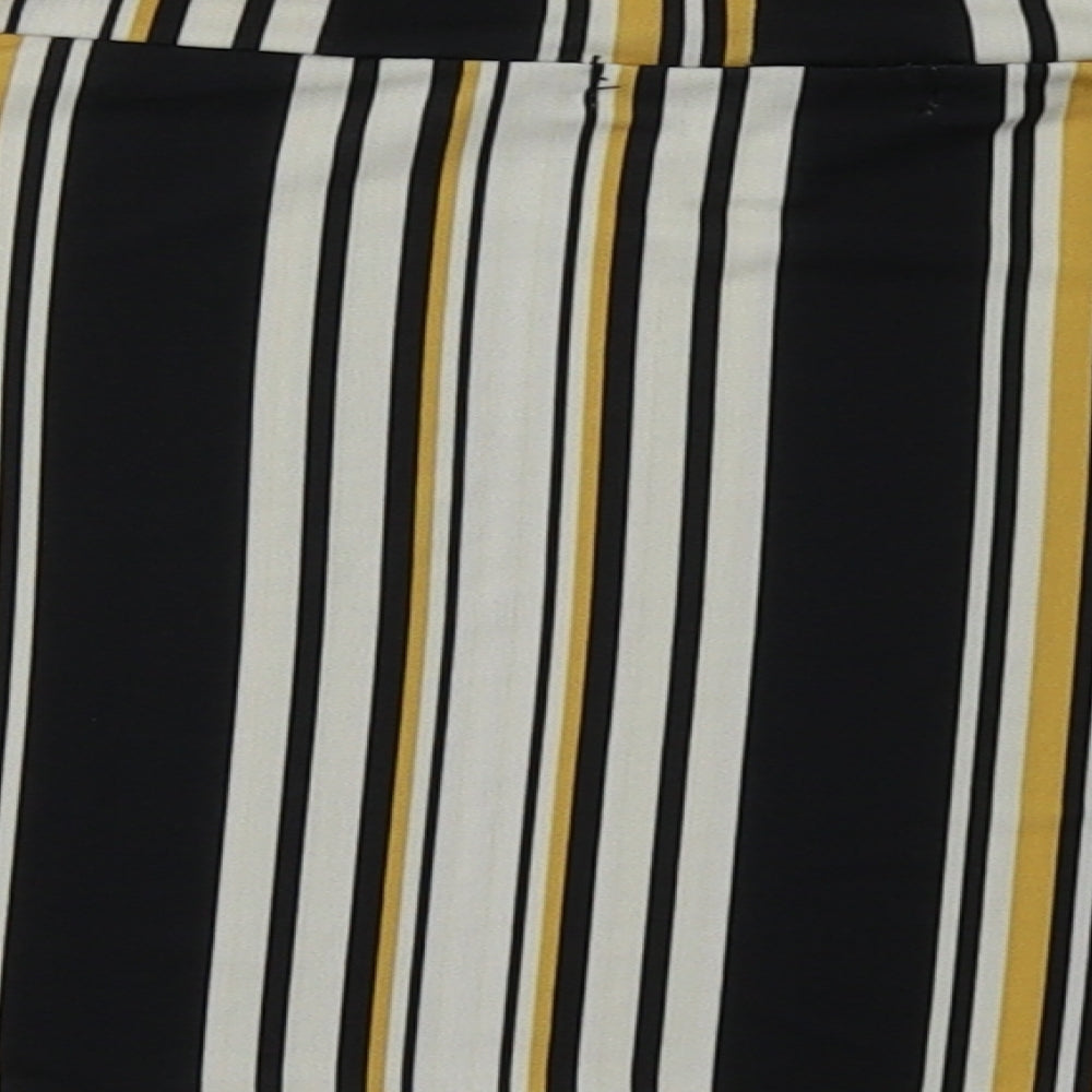 pink vanila Womens Yellow Striped Polyester Cropped Tank Size 10 Off the Shoulder