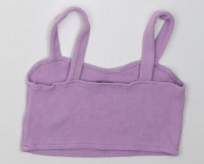 Womens UK Size S Pull&Bear Purple Cropped Tank