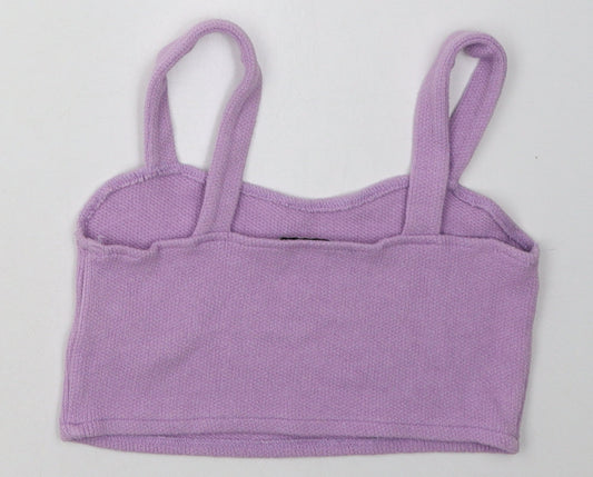 Womens UK Size S Pull&Bear Purple Cropped Tank