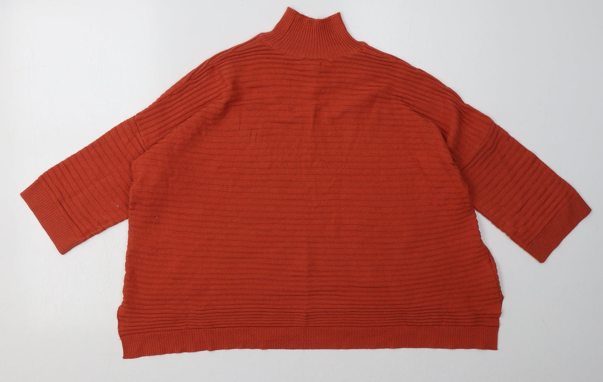 Back view of River Island women’s orange acrylic pullover sweatshirt, size S, pullover