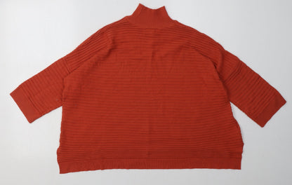 Back view of River Island women’s orange acrylic pullover sweatshirt, size S, pullover