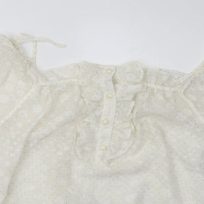 QED London Womens White Polka Dot Polyester Basic Blouse Size M Off the Shoulder