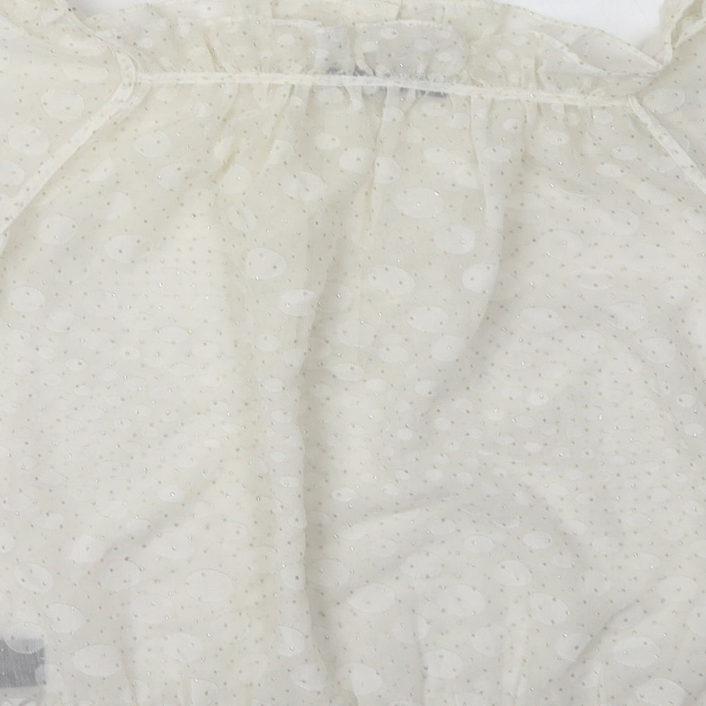 QED London Womens White Polka Dot Polyester Basic Blouse Size M Off the Shoulder