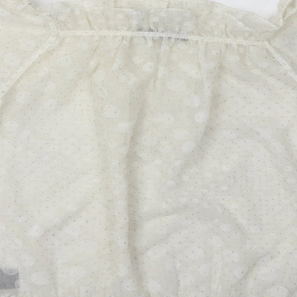 QED London Womens White Polka Dot Polyester Basic Blouse Size M Off the Shoulder