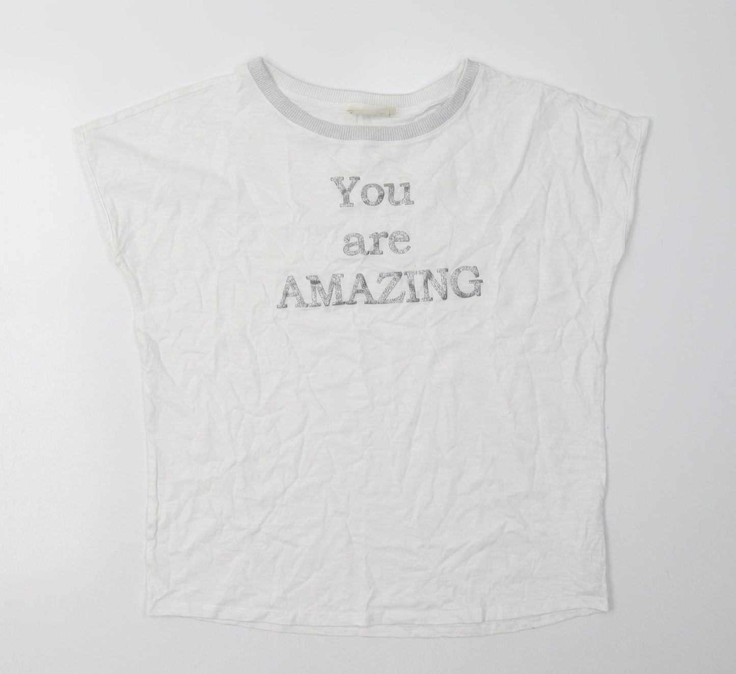 Cartoon Womens White  Cotton Basic T-Shirt Size 14 Crew Neck - you are amazing