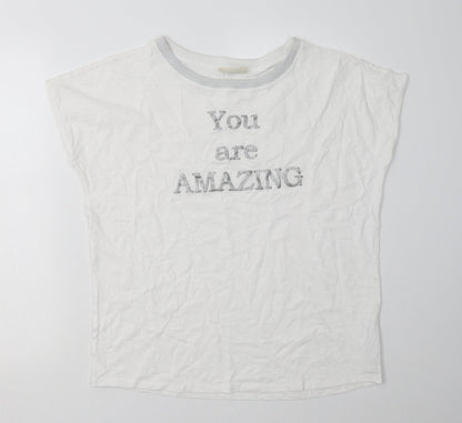Cartoon Womens White  Cotton Basic T-Shirt Size 14 Crew Neck - you are amazing