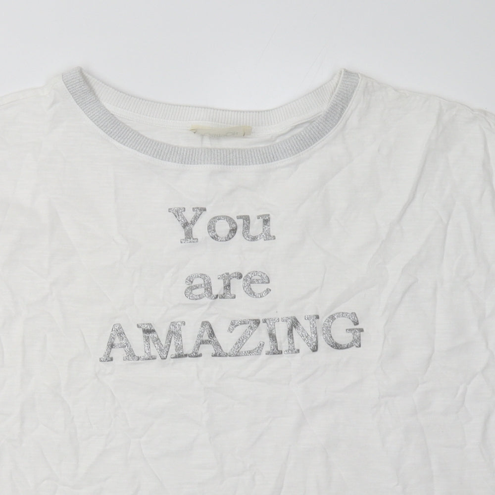 Cartoon Womens White  Cotton Basic T-Shirt Size 14 Crew Neck - you are amazing