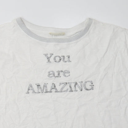 Cartoon Womens White  Cotton Basic T-Shirt Size 14 Crew Neck - you are amazing