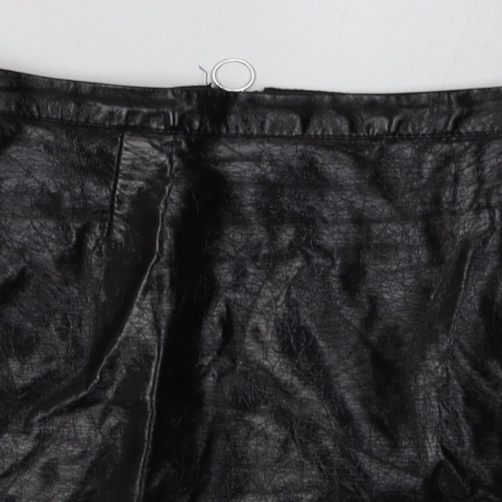 Primark Womens Black  Polyurethane A-Line Skirt Size 10   Zip