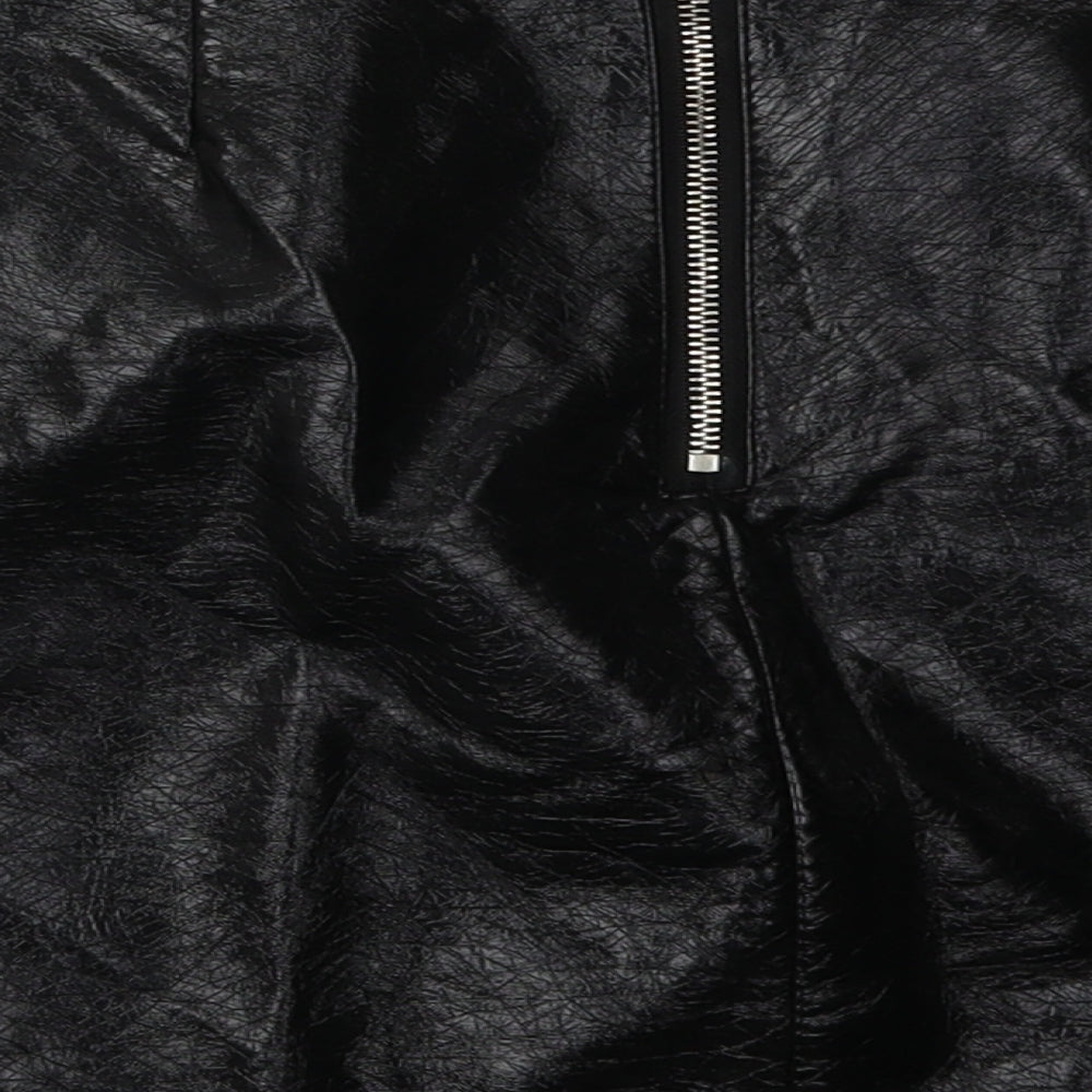 Primark Womens Black  Polyurethane A-Line Skirt Size 10   Zip