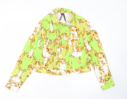 Additional front view of Elli White women’s green geometric jacket, size L, button