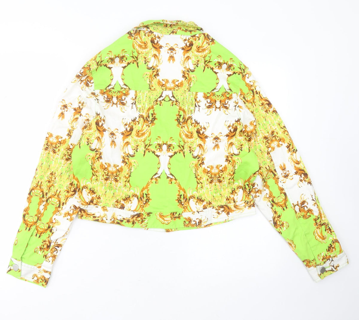 Back view of Elli White women’s green geometric jacket, size L, button