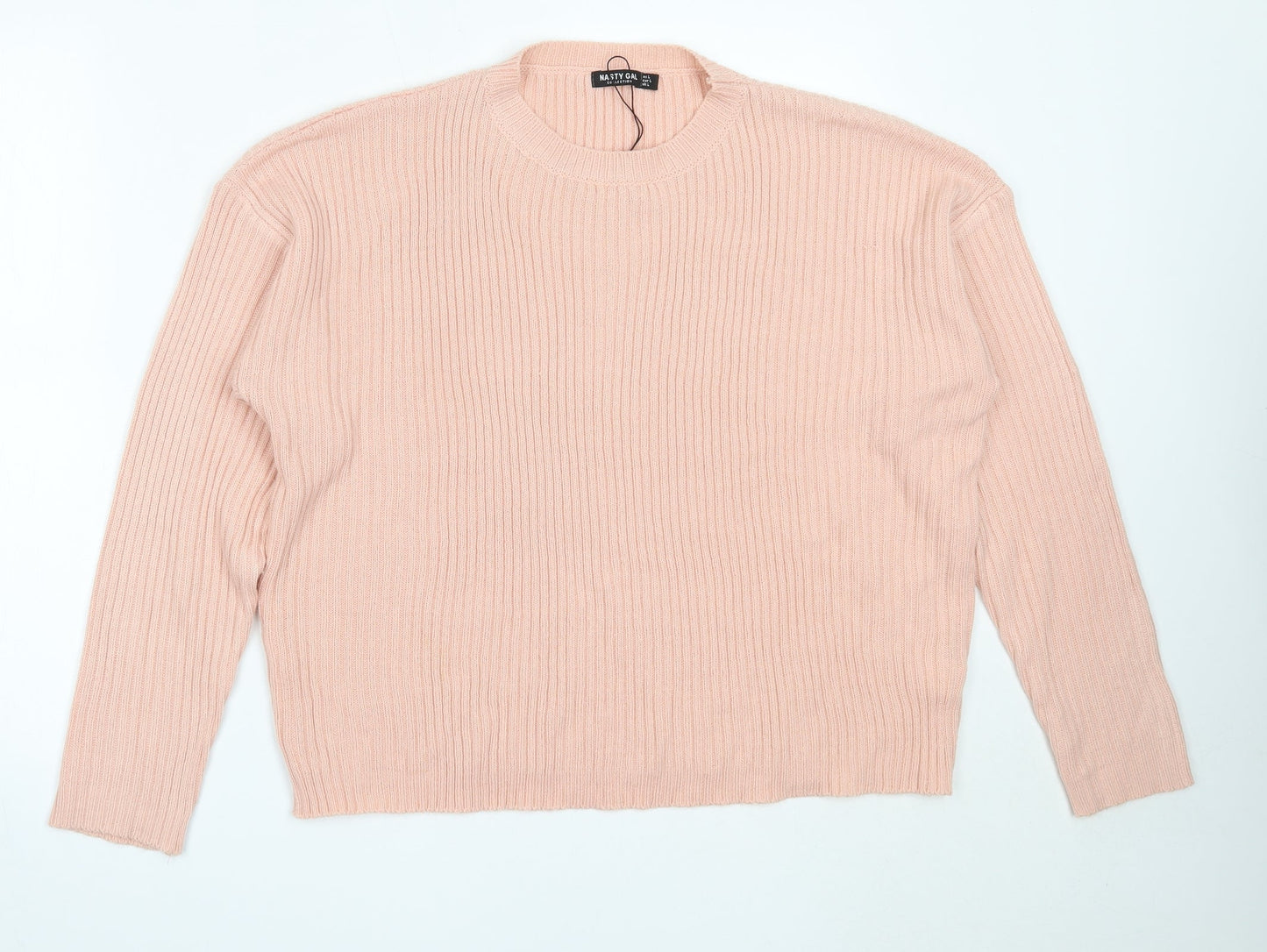 Nasty Gal Womens Pink Round Neck  Acrylic Pullover Jumper Size L
