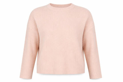 Front view of Nasty Gal women’s pink round neck acrylic jumper, size L