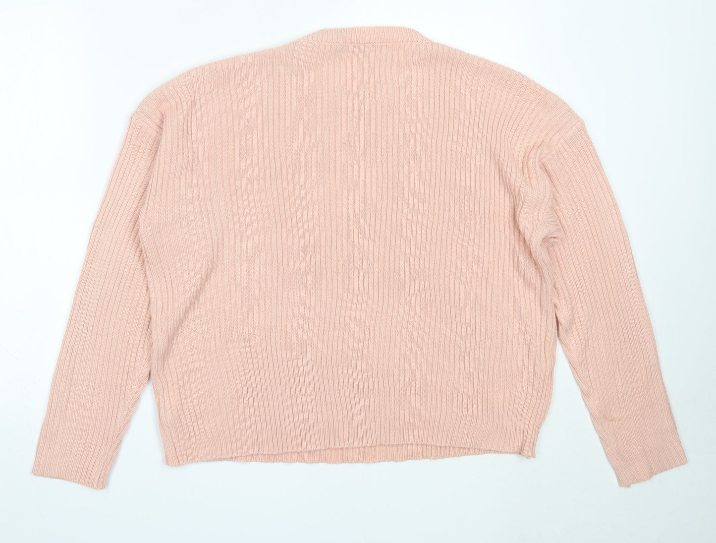 Nasty Gal Womens Pink Round Neck  Acrylic Pullover Jumper Size L