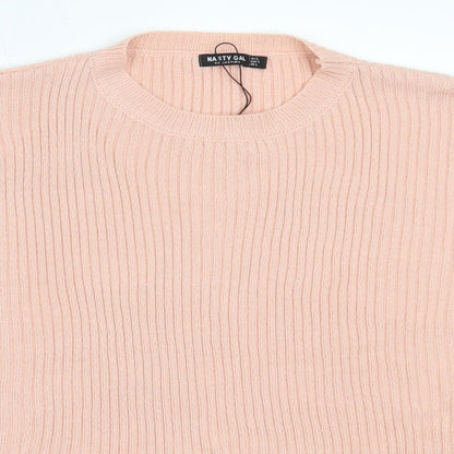 Nasty Gal Womens Pink Round Neck  Acrylic Pullover Jumper Size L