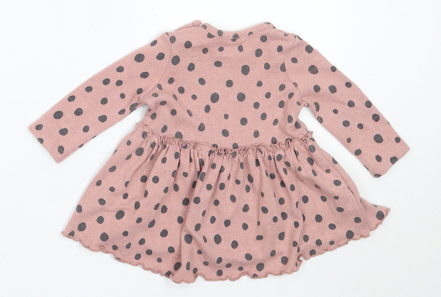 George Girls Pink Polka Dot Vinyl Fit & Flare  Size 3-6 Months  Round Neck