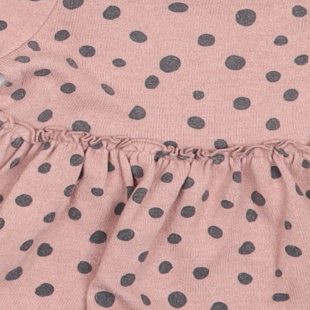 George Girls Pink Polka Dot Vinyl Fit & Flare  Size 3-6 Months  Round Neck