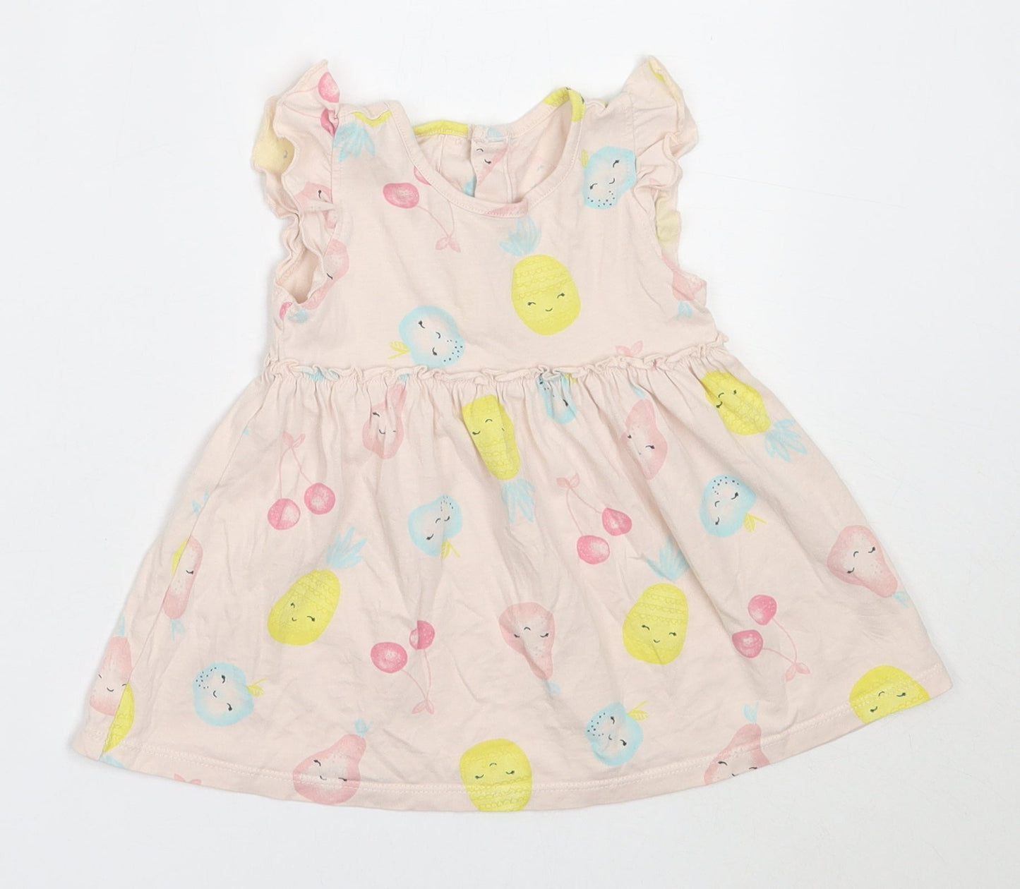 Matalan Girls Pink  Cotton Fit & Flare  Size 3-6 Months  Round Neck