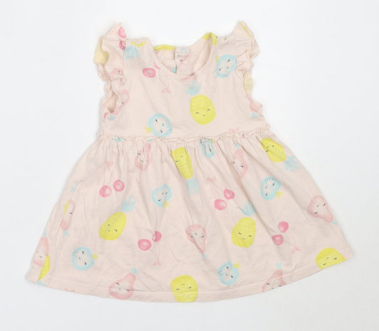 Matalan Girls Pink  Cotton Fit & Flare  Size 3-6 Months  Round Neck