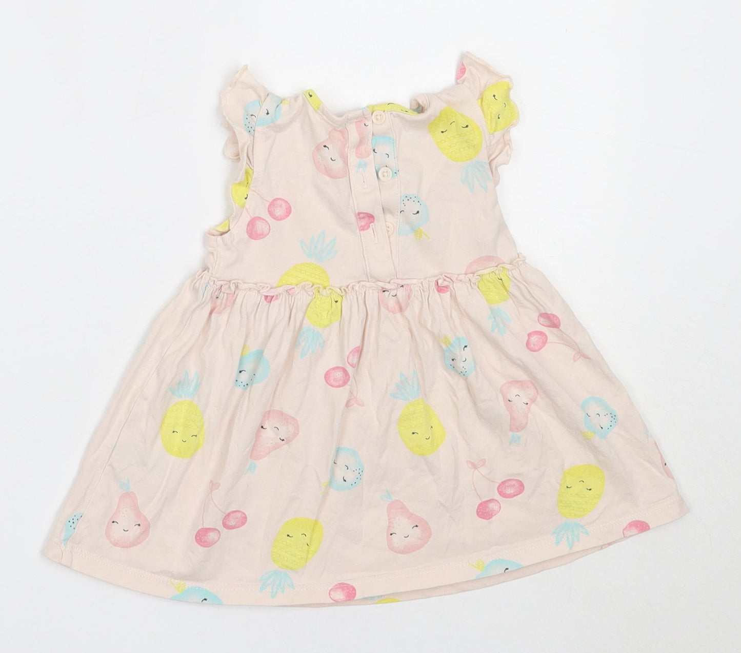 Matalan Girls Pink  Cotton Fit & Flare  Size 3-6 Months  Round Neck