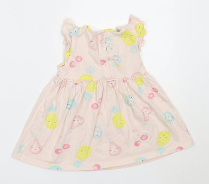 Matalan Girls Pink  Cotton Fit & Flare  Size 3-6 Months  Round Neck