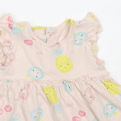 Matalan Girls Pink  Cotton Fit & Flare  Size 3-6 Months  Round Neck