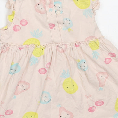Matalan Girls Pink  Cotton Fit & Flare  Size 3-6 Months  Round Neck