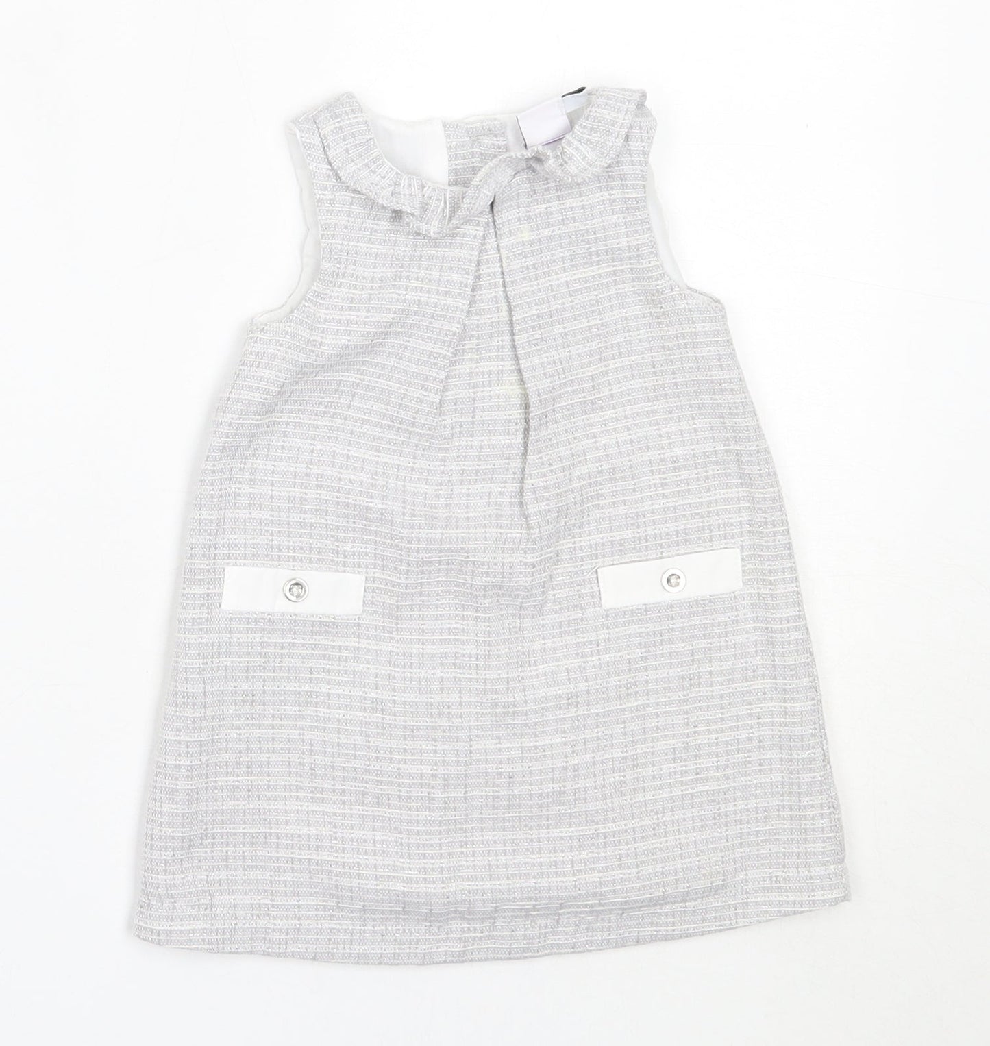 Mini Club Girls Grey  Cotton Shift  Size 3-6 Months  Round Neck