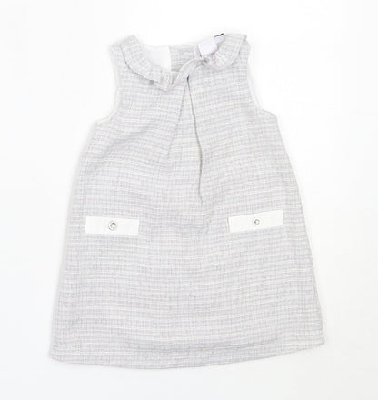 Mini Club Girls Grey  Cotton Shift  Size 3-6 Months  Round Neck
