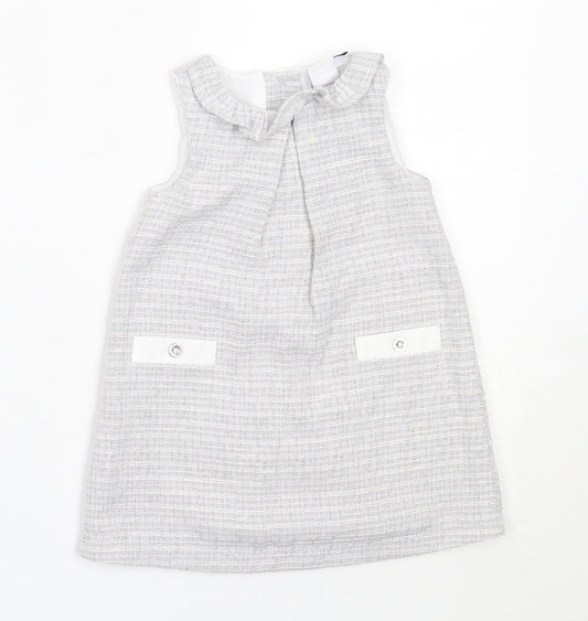 Mini Club Girls Grey  Cotton Shift  Size 3-6 Months  Round Neck
