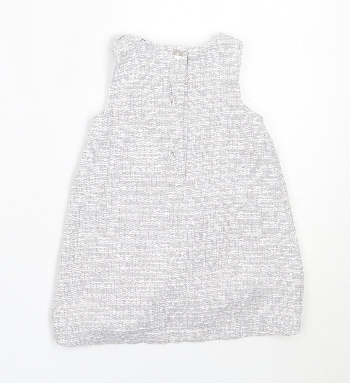 Mini Club Girls Grey  Cotton Shift  Size 3-6 Months  Round Neck