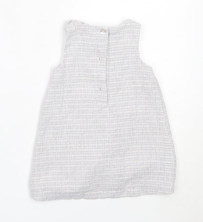 Mini Club Girls Grey  Cotton Shift  Size 3-6 Months  Round Neck
