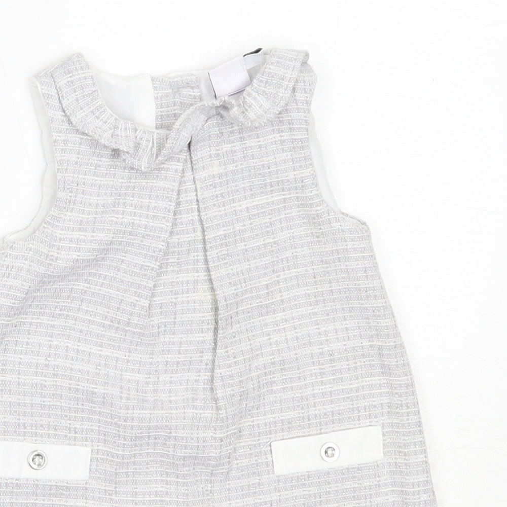 Mini Club Girls Grey  Cotton Shift  Size 3-6 Months  Round Neck