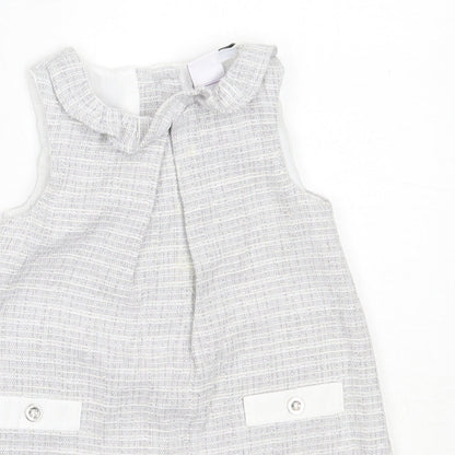 Mini Club Girls Grey  Cotton Shift  Size 3-6 Months  Round Neck