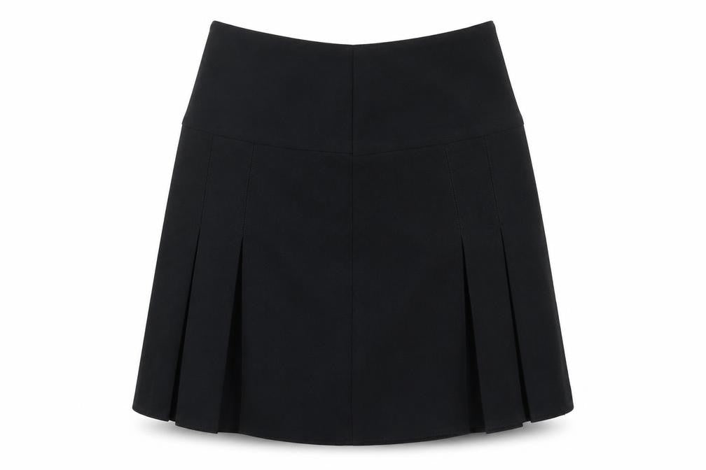 Front view of Monkhouse girls’ black polyester flare skirt, size L, regular